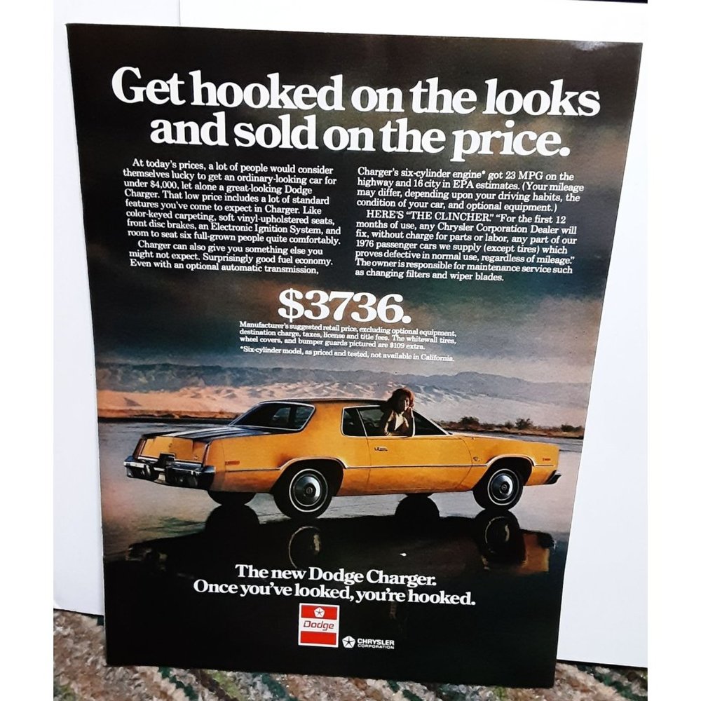 1976 1977 Dodge Charger Original Ad Vintage epherma